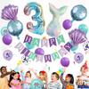 Fashionable Mermaid-themed Children's First Birthday Party Decoration Mermaid-printed Latex Banner Sticker Set