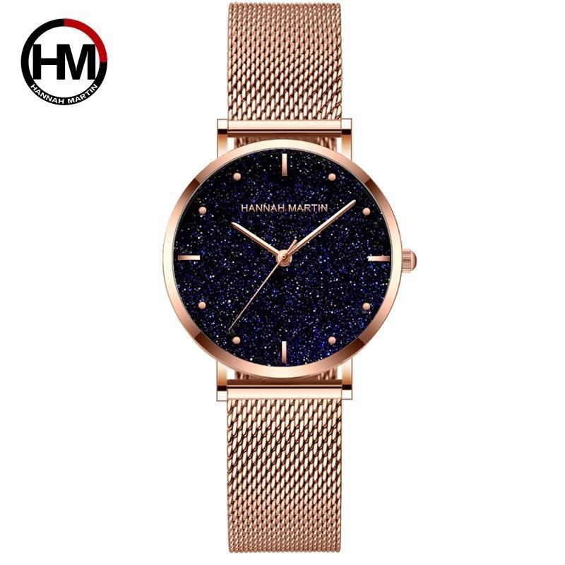 Japanese Movement Mesh Belt Women's Quartz Watch European and American Matte Star Waterproof Watch