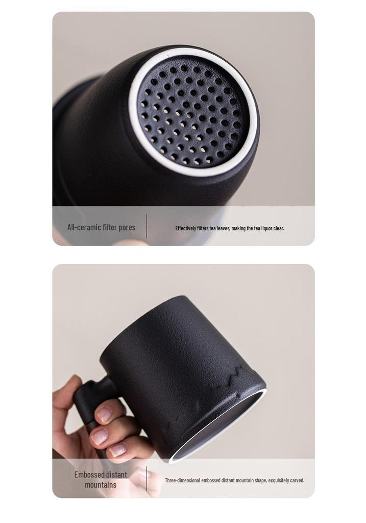 Ceramic Tea & Water Separation Mug with Lid and Filter - Ideal for Office or Personal Use, Perfect As a Business Gift