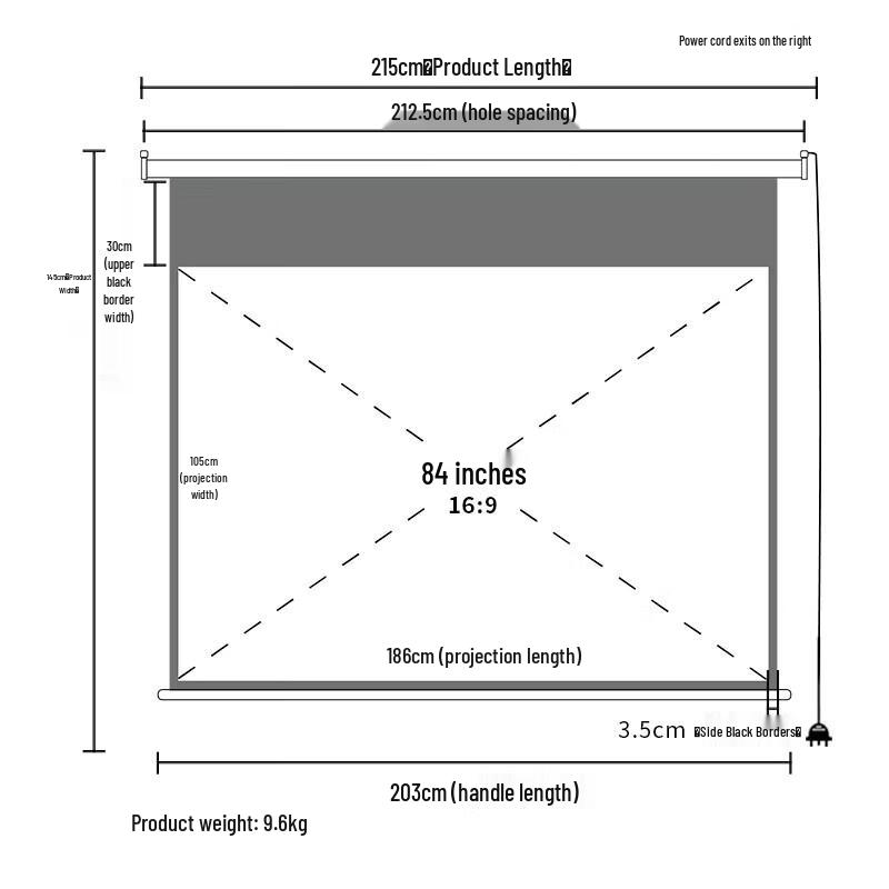 Deli 84-inch 16:9 Remote Electric Projection Screen