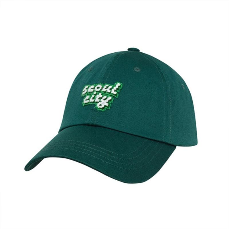 LOLONG SEOUL CITY NEEDLEPOINT HAT - GREEN