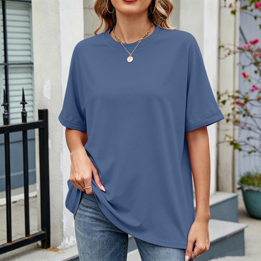 Women Loose Fit Casual Round Neck Short Sleeve T Shirt Lightweight Comfortable Summer Top