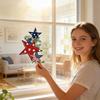 8 Sheets Patriotic Window Clings, Window Stickers Star Flower Butterfly Hanging Vine Floral Window Decals For Independence Day