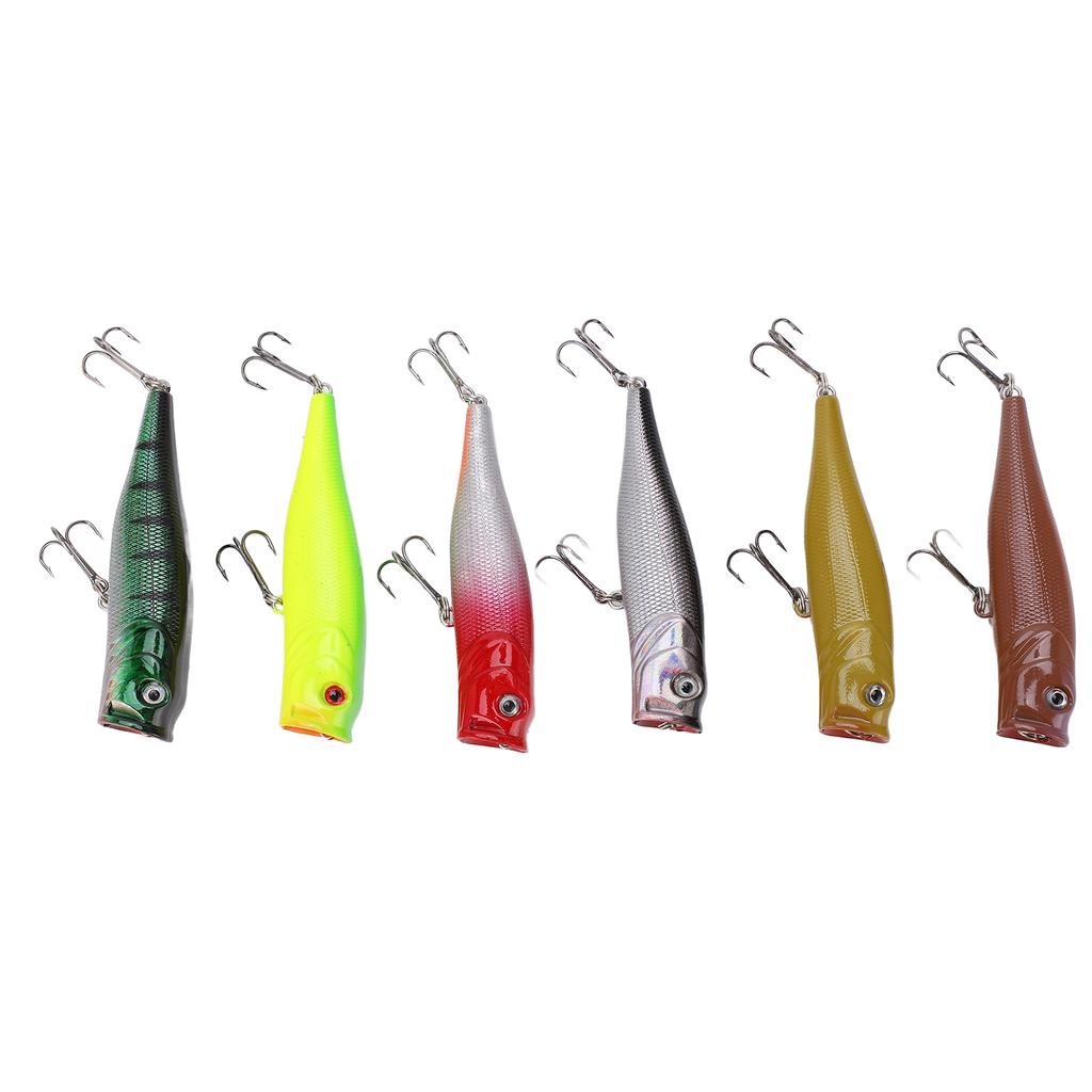 6 Stück Simulations-Popper Angelköder Kunststoff Angelköder für Salzwasser Süßwasser 6 Farben 8,5cm