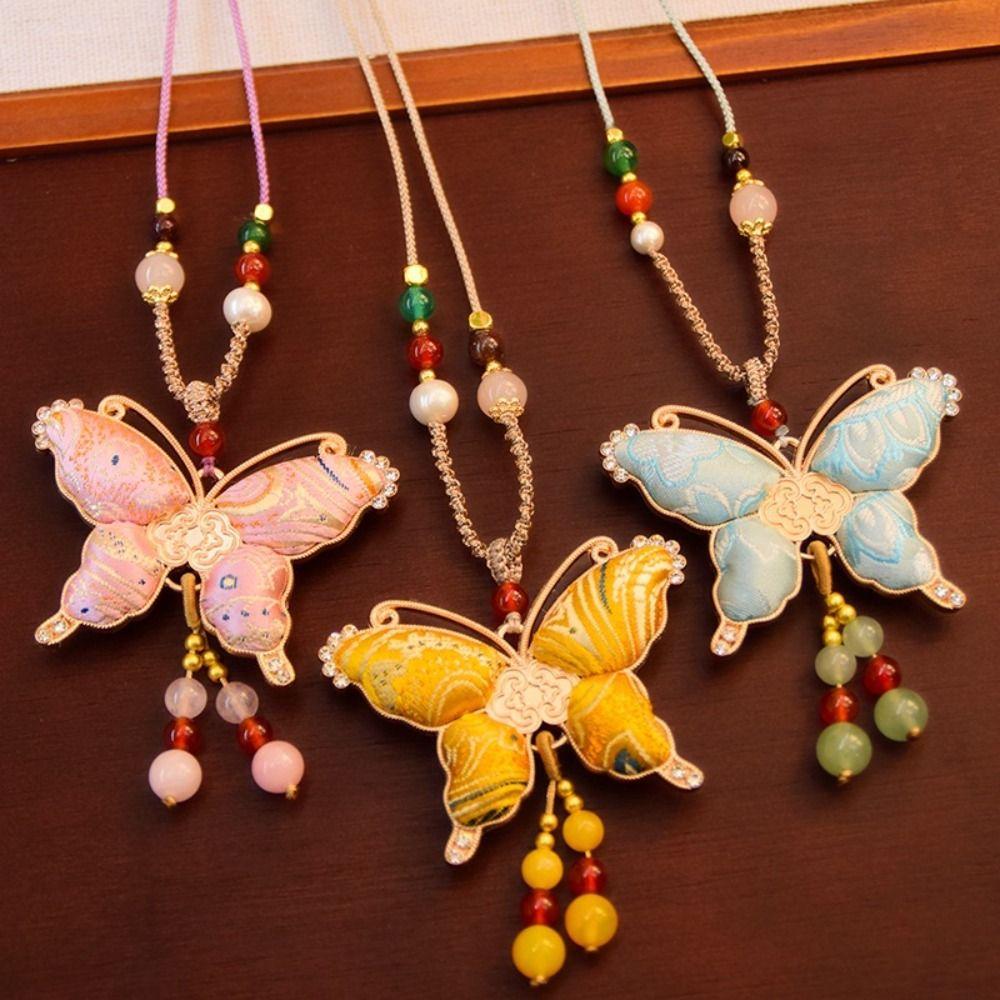 Beads Song Brocade Butterfly Necklace Tassels Pearl Long Sweater Chain  Daily