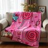 Pink Cupcake Candy Anime Cartoon Flannel Blanket Soft Warm Throw for Bedroom Sofa Car Kids Holiday Gift