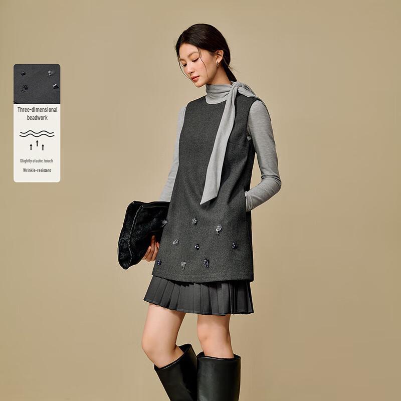 

Жіноча зимова сукня без рукавів INMAN 2025 сірої серії XL