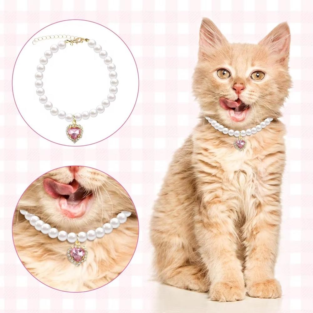 Pet Supplies Dog Princess Necklace Imitation Pearls Cat Necklace New Love Pendant
