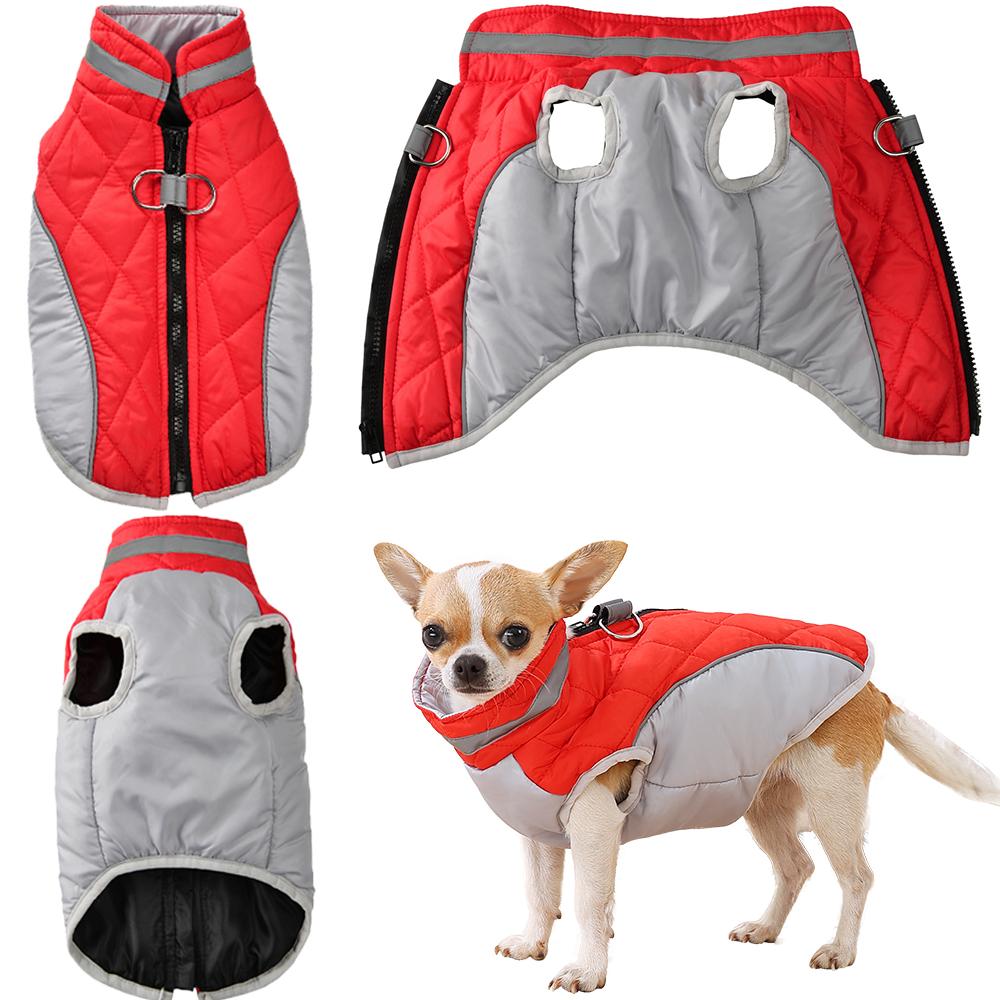 Dog Winter Clothes Lattice Reflection Puppy Jacket Splicing D-Ring Windproof Small Pet Vest Coats for Bulldog Pug Dog Costume