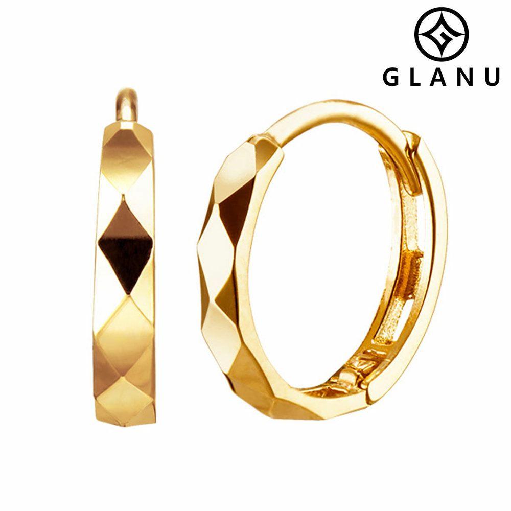 Glanu 18K Simple Cutting Ring Earrings