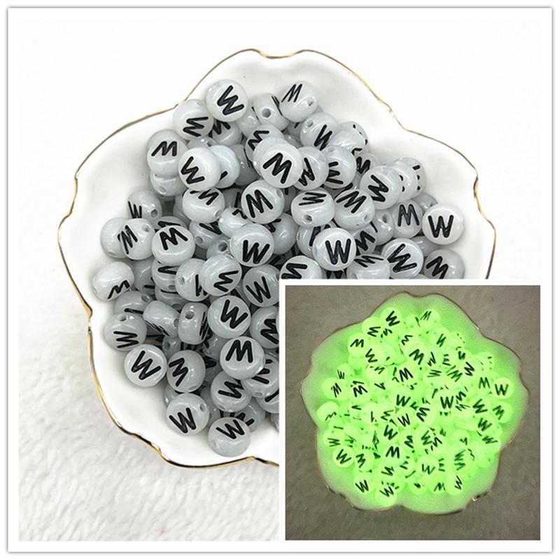 100 Stück 7x4mm A-Z Leuchtende Perlen Buchstabenperlen Acryl Abstandshalter Perlen Für Schmuckherstellung DIY Anhänger Armband