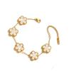 Titanium Steel Flower Bracelet Women Hypoallergenic Dual-Sided Design Colorful 5-Petal Floral Charm Elegant Daily Wear