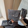 Streetwear Denim Crossbody Bag For Women With Magnet Closure For Casual Day Use
