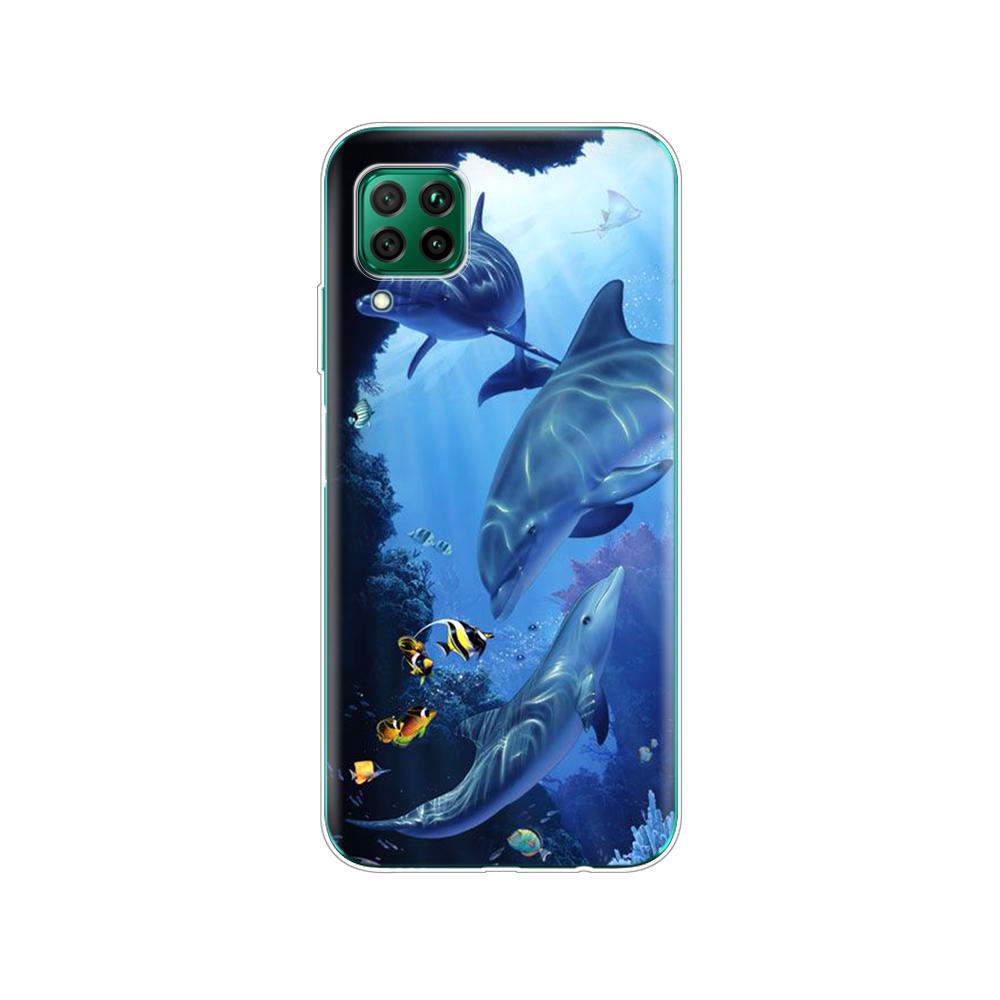 Pouzdro s motivem delfína pro Huawei P40 Lite E P40 Pro P Smart 2020 kryt pro Huawei Y5P Y6P Y7P Y8P Y6S Y9S NOVA 5T