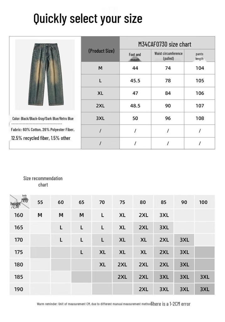 JEEP SPIRIT Men's Fleece-Lined Washed Denim Pants