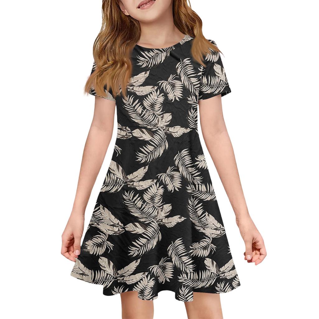 Girl Summer Dress Color & Print Short Sleeve Dress With Pocket Casual Dress Shorts Sleeve Party Dress Easter Day