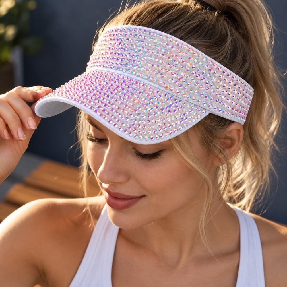 Rhinestone Decor Rhinestone Sun Visor Hat Shiny Top Hat Visor Bling Baseball Cap City Walking