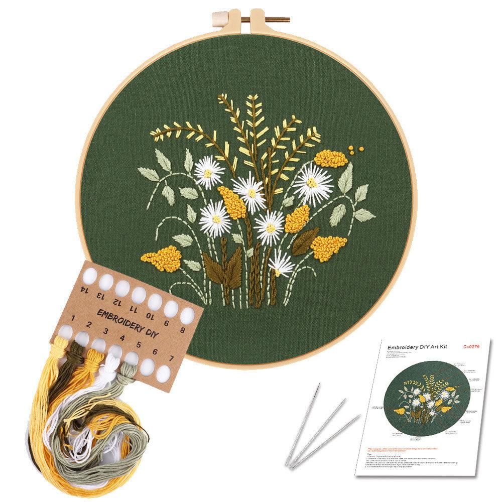 DIY Embroidery Material Kit Floral Pattern Printed Simple Cross Stitch Punch Needle Set Handwork Needlework Craft Painting Decor
