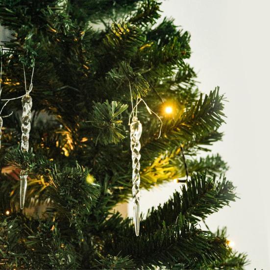 Yousheng 12 Pcs Acrylic Icicles Christmas Ornaments Clear Crystal Icicle Christmas Tree Hanging Decorations for Xmas New Year Holiday Wedding Winter