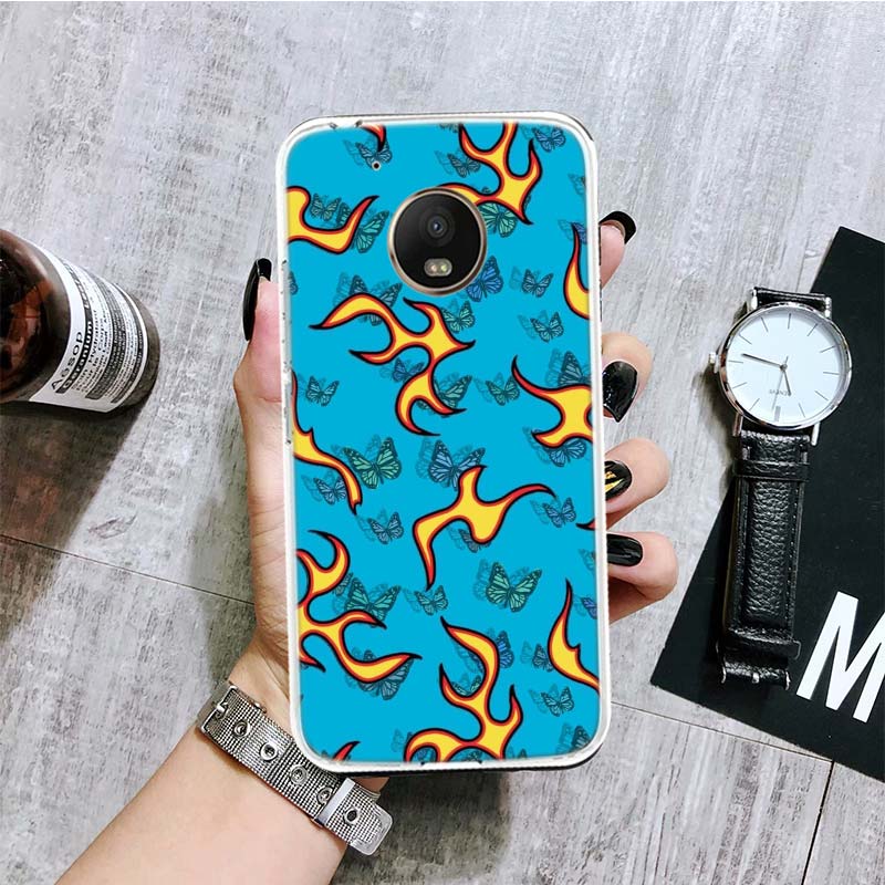 

Чехол для телефона Blue Red Flame Fire для Motorola Moto G9 G8 G7 G6 G5 E6 E5 E4 Plus Play Power One Action Macro Coque Capa Motorola E4