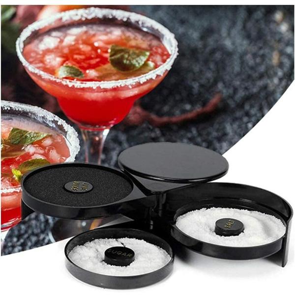1 Förpackning 3 Vånings Bar Glasrimmare för Margarita och Cocktail, Bartenderverktyg, Saltlåda Kryddbehållare