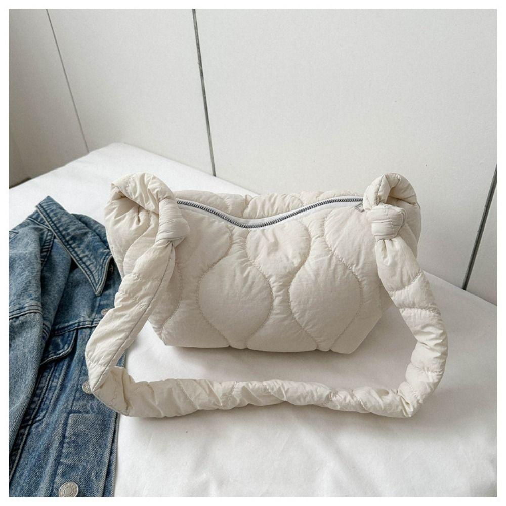 Women Fashion Large Capacity Cotton-padded Bag Puffy All Matched Underarm Bag Quilted Retro Shoulder Bag