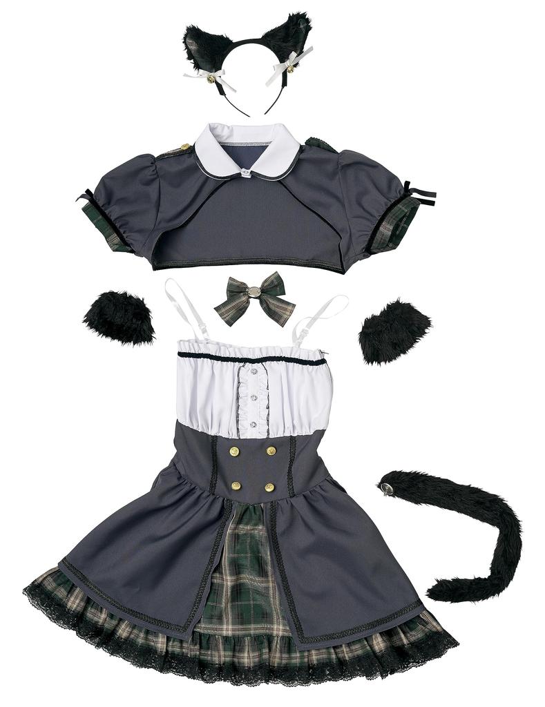 Clearstone My Favourite Kokoro Shinozaki Supervised Cosplay Halloween Cat-Lover School Maid Women's Gray