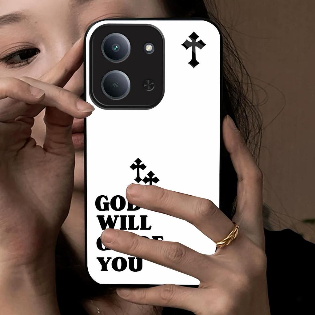 Retro Cross Letter Print Phone Case for Xiaomi Redmi 15C 4G 15 5G POCO C85 Acrylic TPU Hybrid Shockproof Cover