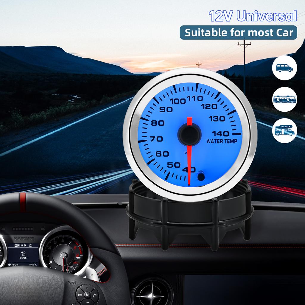 40-120℃ 52MM Wassertemperaturanzeige 12V Universeller Digitaler Auto-Wassertemperaturanzeiger mit Wassertemperatur-Adapter 26-30mm