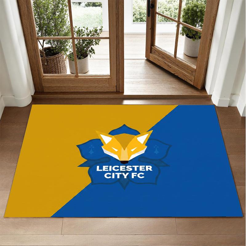 Leicester City Football Design Crystal Velvet Rug Soft Decorative Mat for Bedroom Entrance