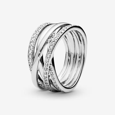 925 Sterling Silver Ring Sparkling &Polished Lines Rings for Women Engagement Anniversary Diy Jewelry