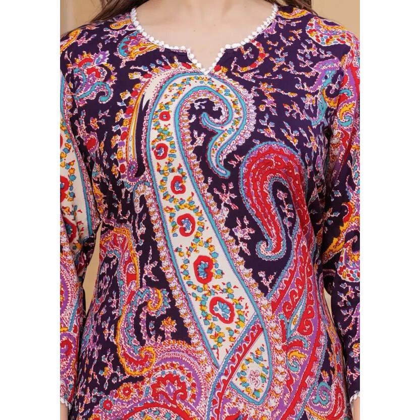 Women Floral Print Rayon Straight Top Kurta Party Wear Designer Top Tunic Kurti VFP-1836a