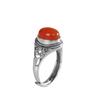 Adjustable Open Ring With Red Agate Geometric Heart Design Vintage Boho Style Copper Jewelry Women Men