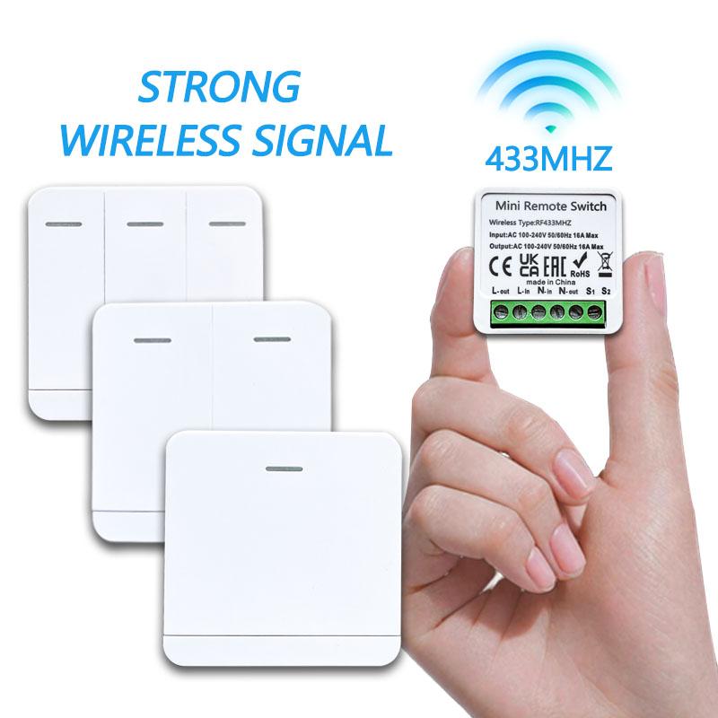 RF 433MHZ Mini Smart Switch LED Light Switch 100-220V 86 Wall Panel Remote Control Relay Receiver 1/2/3 Gang For Home Lamp Fan