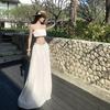 White Tube Top Skirt Set Female Hottie Low Waist Long Dress Vacation Two-piece Dress