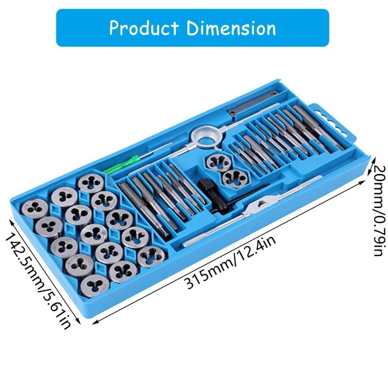 40pcs Practical Thread Cutting Tool Tap and Die Set Complete Threading Set With Carbon Steel Tool For Stable Use