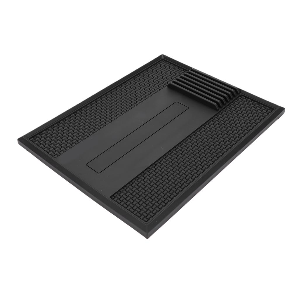 Magnetic Barber Mat for Clippers PVC Heat Resist Non Slip Barber Tool Mat with 7 Scissor Slots Black