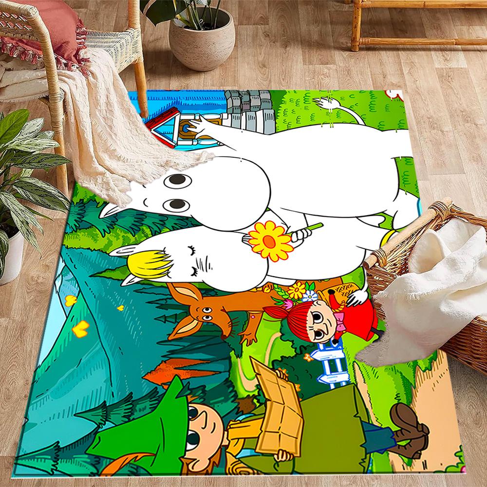 Tappeti Antiscivolo a Tema Avventura della Famiglia Moomin - Arredamento per la Casa in Poliestere, Adatti per Camere da Letto, Soggiorni, Ingressi, Studi e Decorazioni
