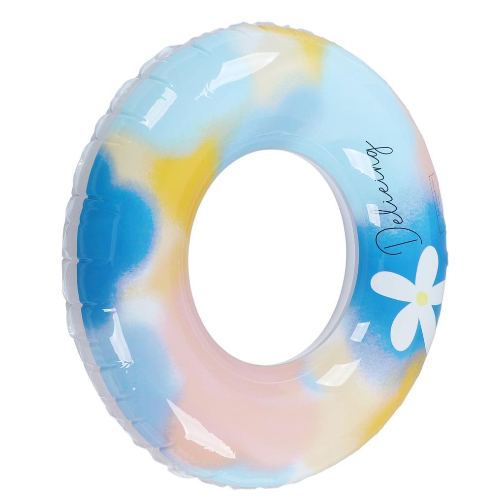 Inflatable Swimming Ring PVC Streamlined Colorful Flower Patterned Underarm Swim Ring for Exercising