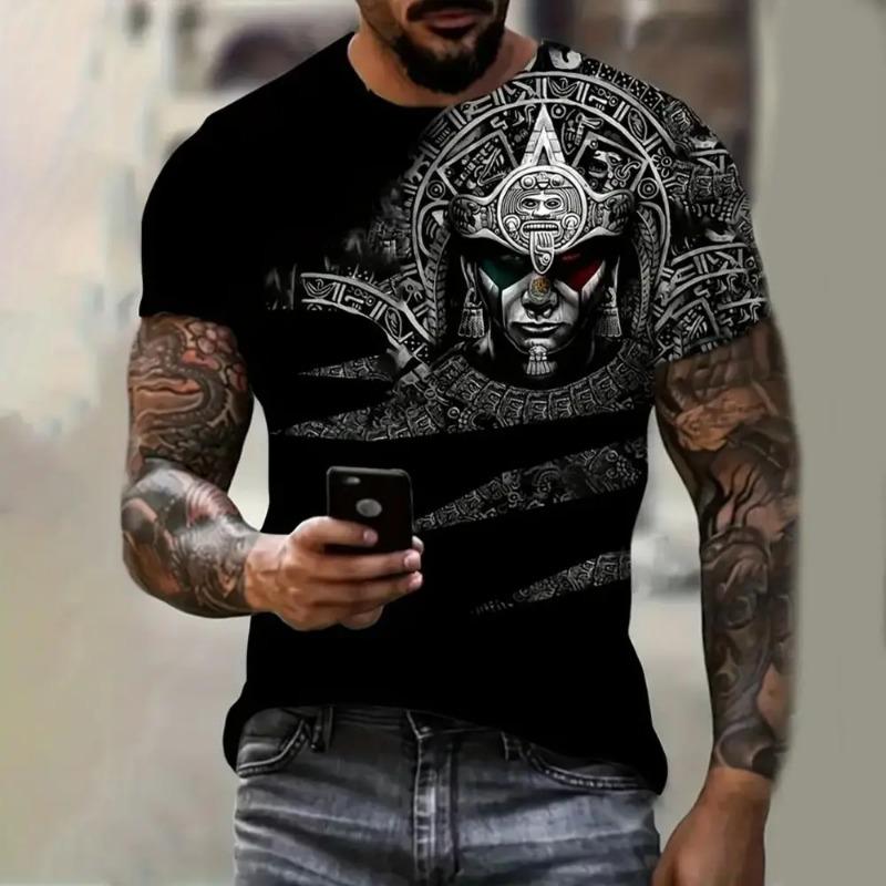 Meksyk Koszulka Męska Moda Wzór z Nadrukiem 3D Krótki Rękaw Oversize T-shirt Rekreacyjny Okrągły Dekolt Tee Streetwear