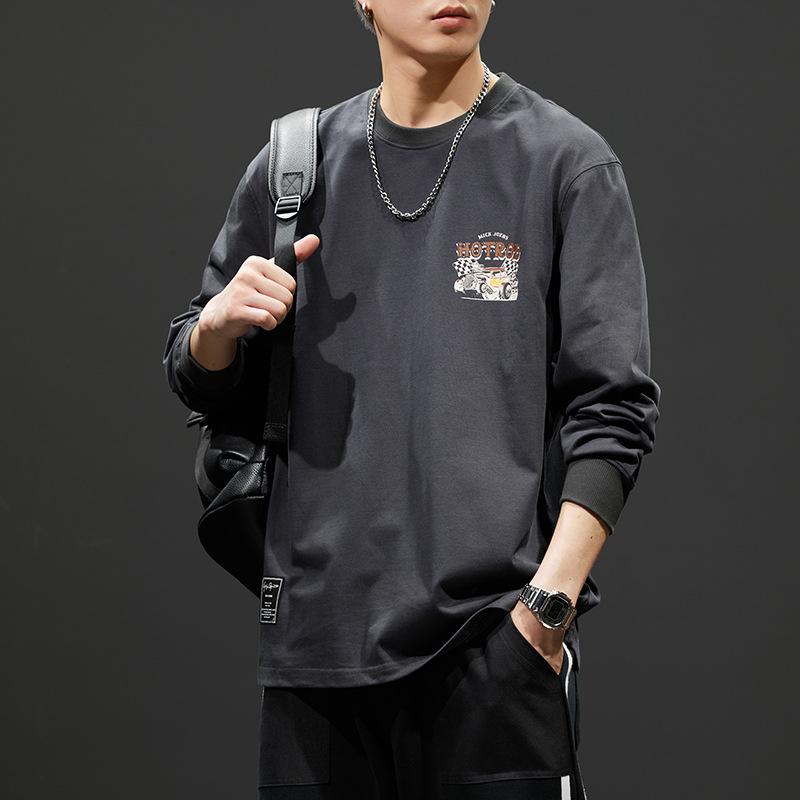 

Американский ретро-принт, тяжелый свитер для мужчин, весна-осень, модный брендовый дизайн, одежда Sense On, внутренняя нижняя часть из чистого хлопка 4XL темно-серого