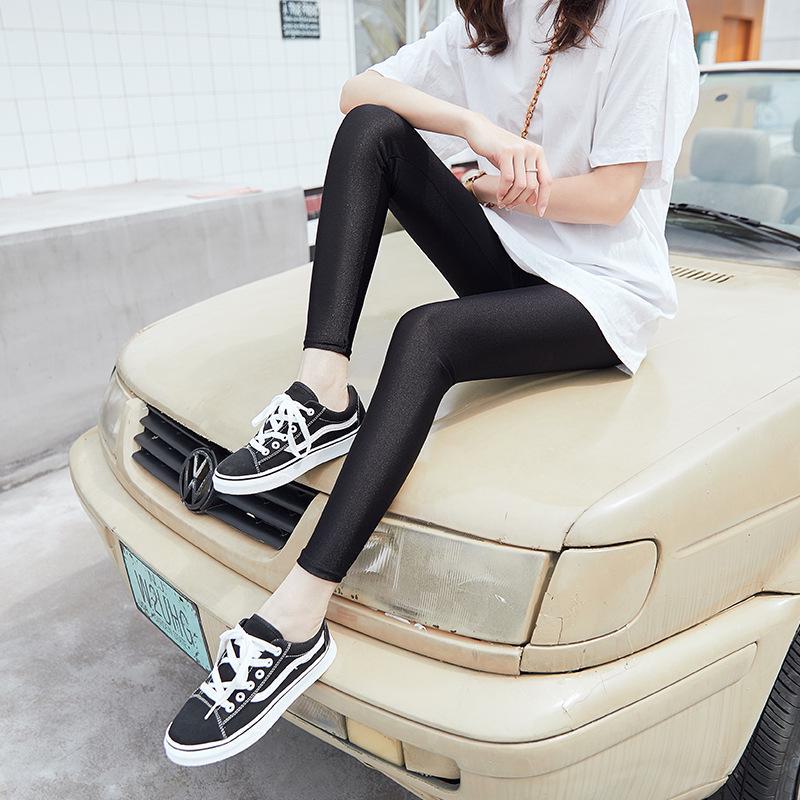 New Autumn/Winter Elastic Glossy Nylon Slim Fit 7/9-Point Flat Foot and Pedal Leggings