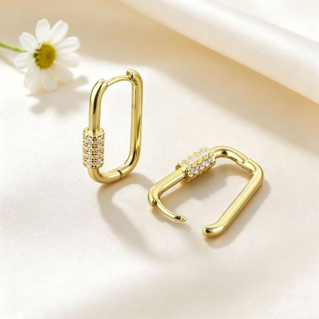 Light Luxury Geometric U Shaped Oval Hoop Earrings For Women Retention Personalized Versatile Jewelry