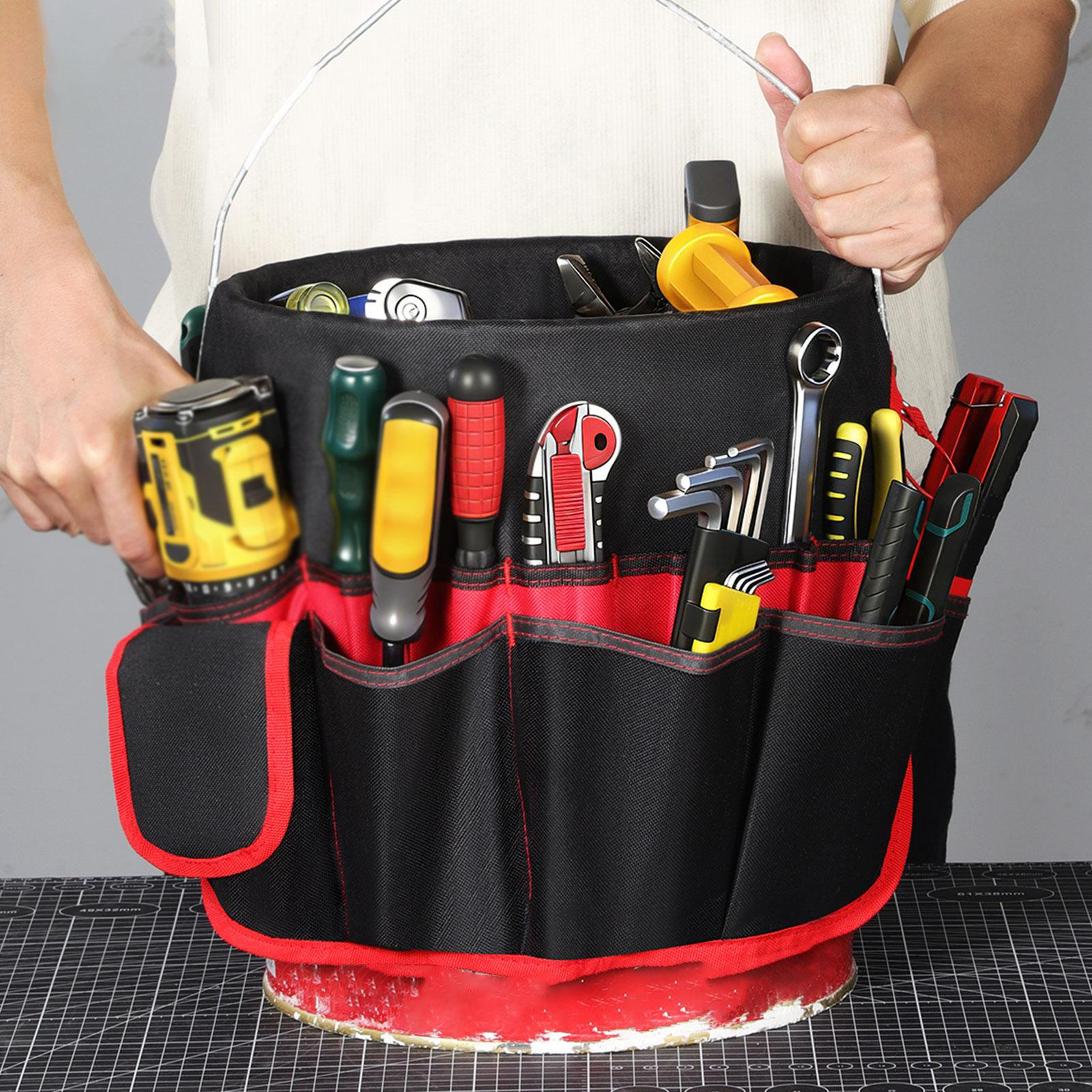 

Bucket Tool Organizer with Pockets Water Resistant Repair Bag Oxford Cloth for Carpenter Garden