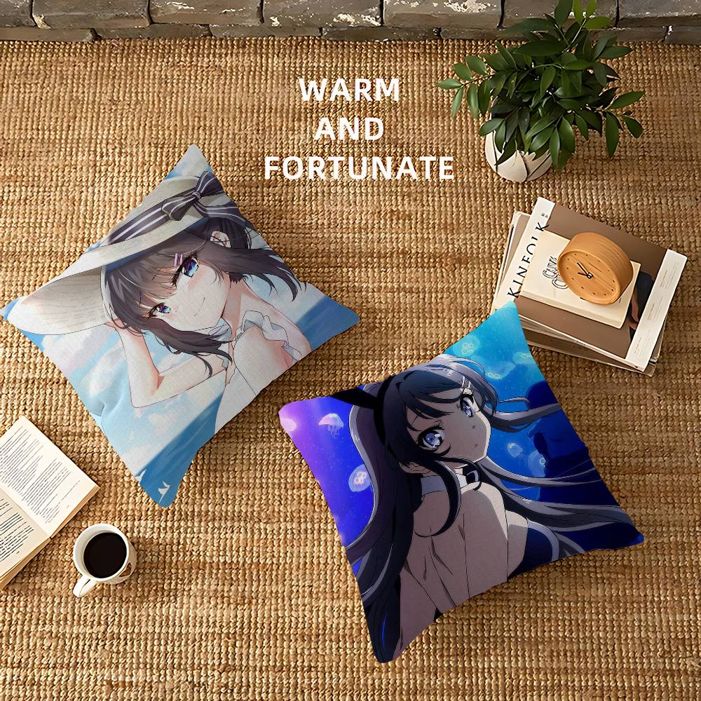Rascal Does Not Dream Of Bunny Girl Cushion Cover Decorative Pillow Sofa Home Decor Case Pillow Cases