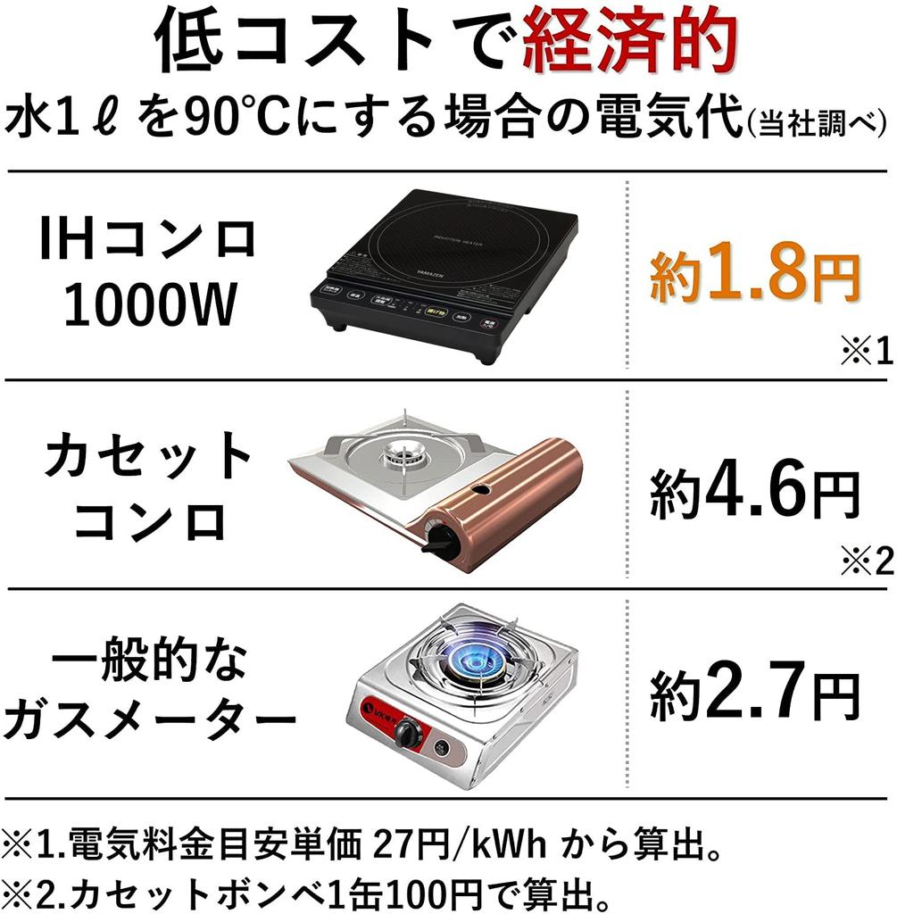 IH IH Cooking For Single Two People 5 Levels of Heat Power Compatible with Fried Heat Retention IH Magnetic Plug Black [Yamazen] Stove, Heater,