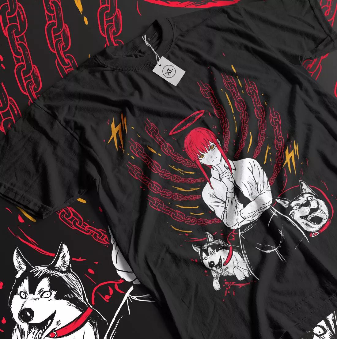 

Макима Человек-бензопила Футболка Ужасы Аниме Манга Отаку Дэнджи Унисекс Футболка Все Размеры M