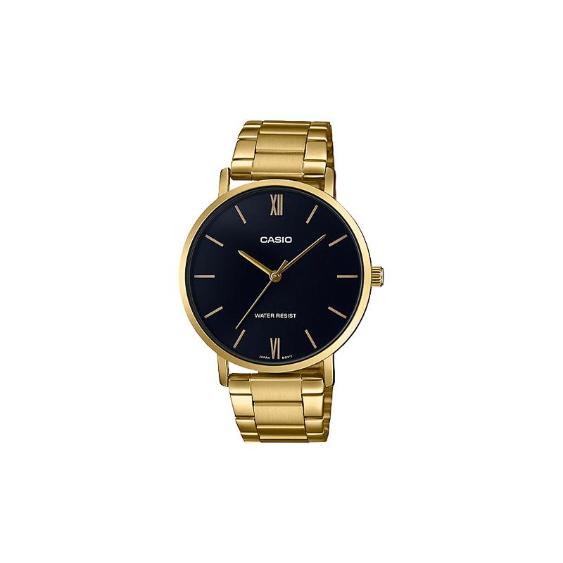 

Casio STANDARD series ins simple style fashion trend business casual versatile quartz movement ion plated strap Japanese and Korean watch MTP-VT01G-1B чорний
