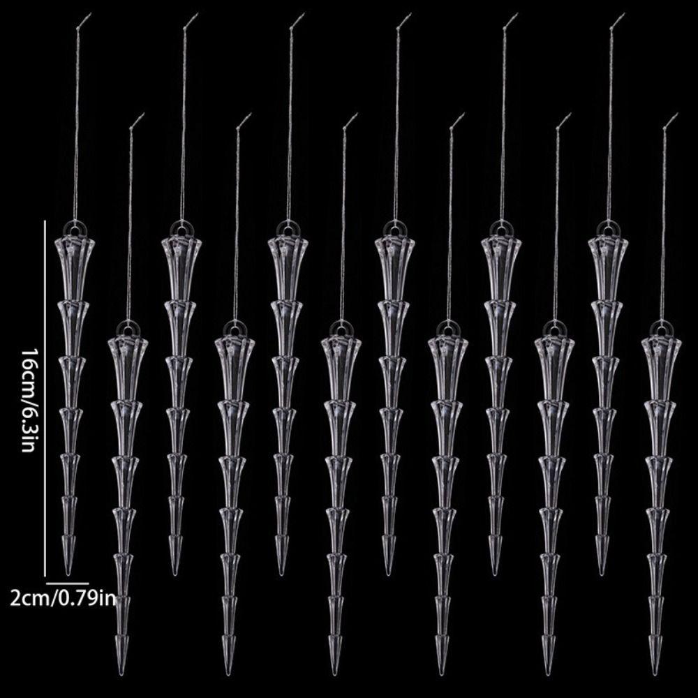 Clear Acrylic Icicle Ornaments Twisted Water Drop Design Snowflake Ornaments Set  Home Decoration