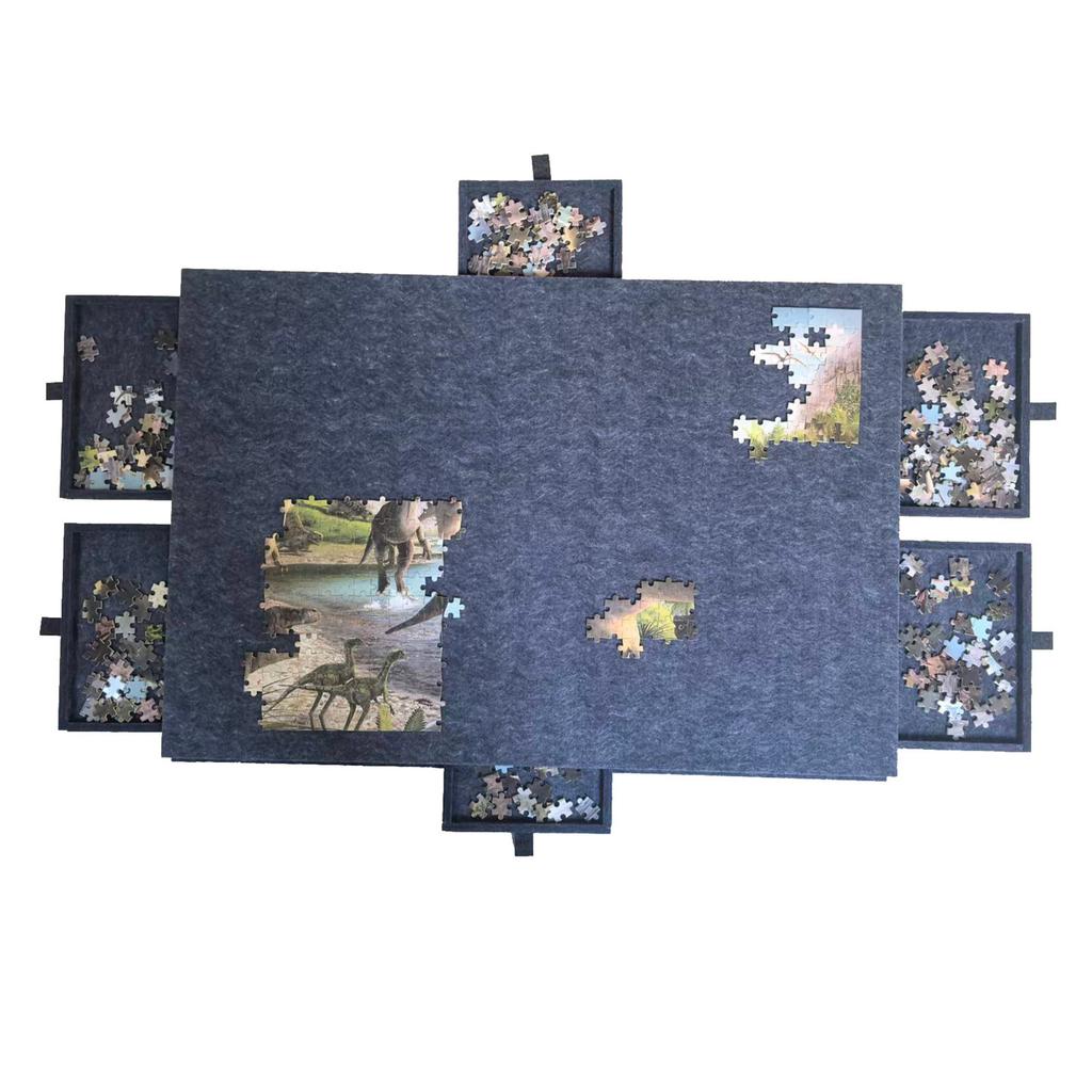 Puzzle Board with Dust Cover and 4 Drawers Portable Jigsaw Puzzle Workstation Felt Mat for Home